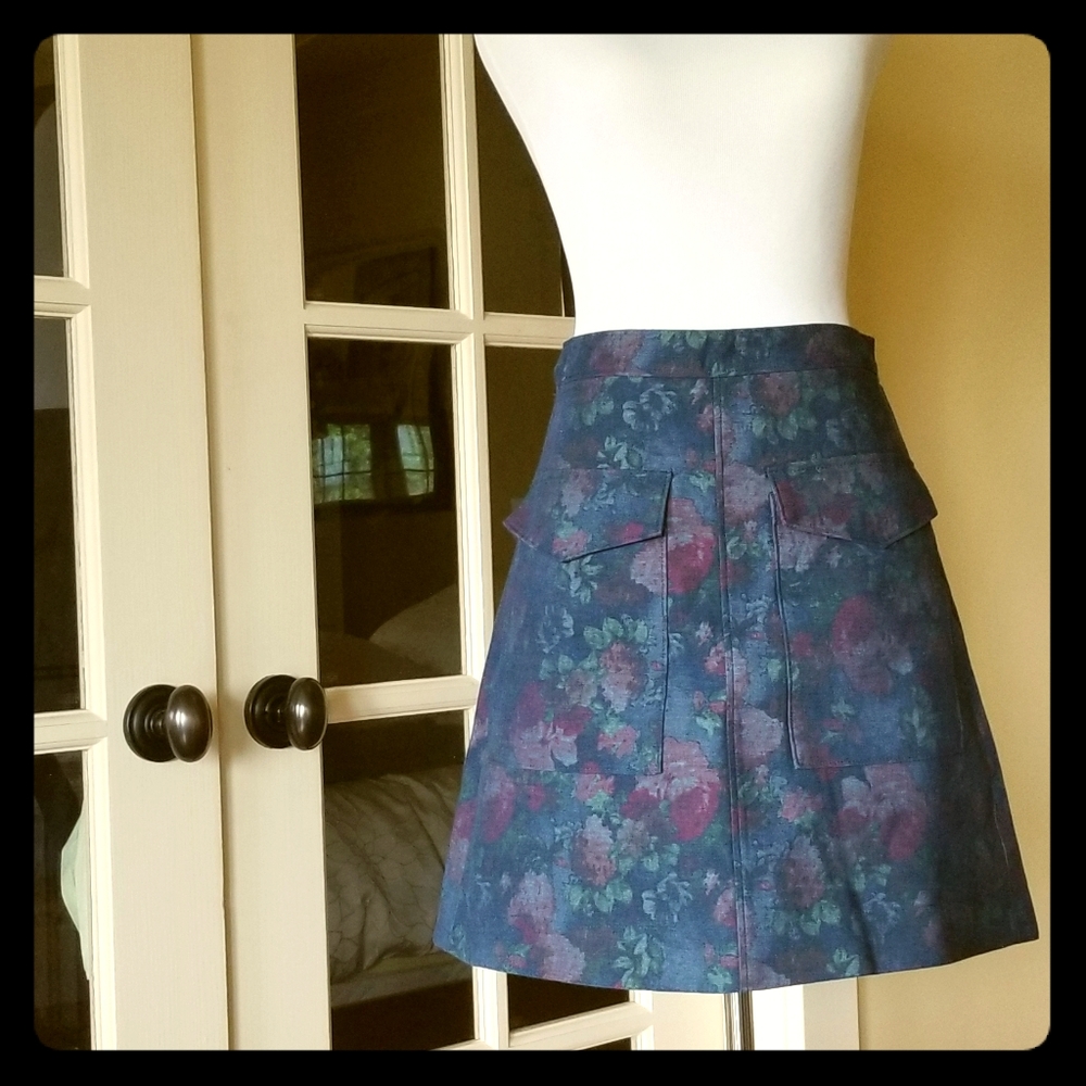 Floral Denim Mini Skirt